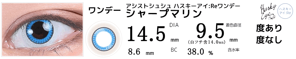 アシストシュシュ ハスキーアイ：Reワンデー 三白眼風カラコン シャープマリン