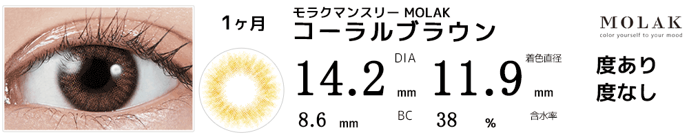 モラクマンスリー MOLAK 1month コーラルブラウン