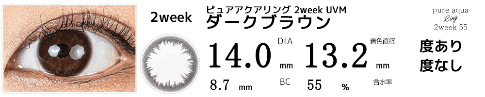 ピュアアクアリング 2week UVM ダークブラウン