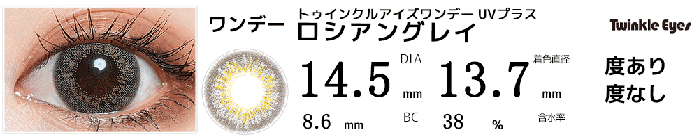 トゥインクルアイズワンデー UVプラス ロシアングレイ