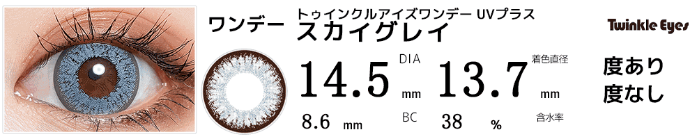 トゥインクルアイズワンデー UVプラス スカイグレイ