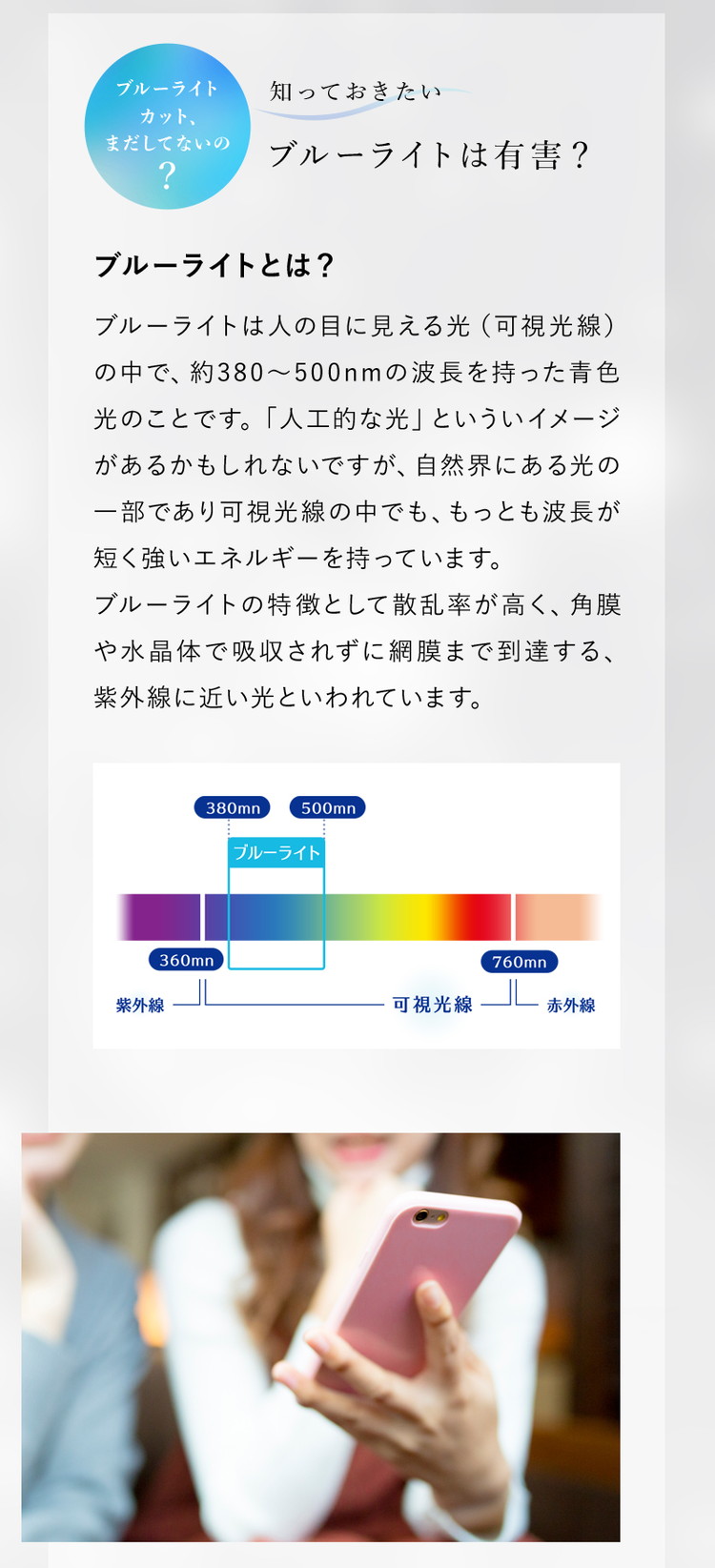 ワンデーリフレア BL UVモイスチャー ブルーライトカットコンタクトレンズブルーライトは有害かについての画像