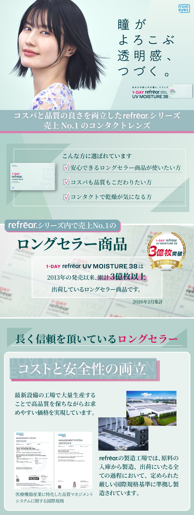 ワンデーリフレアUVモイスチャー38（1DAY Refrear UV Moisture 38）LP01