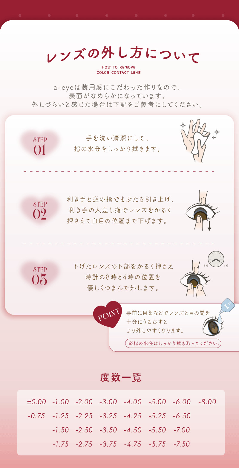 ワンデーリフレア エーアイ レンズの外し方