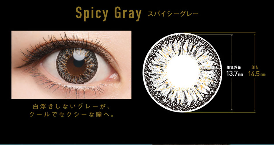 ドープウィンクワンデーDopeWink みちょぱカラコン スパイシーグレーレンズ詳細