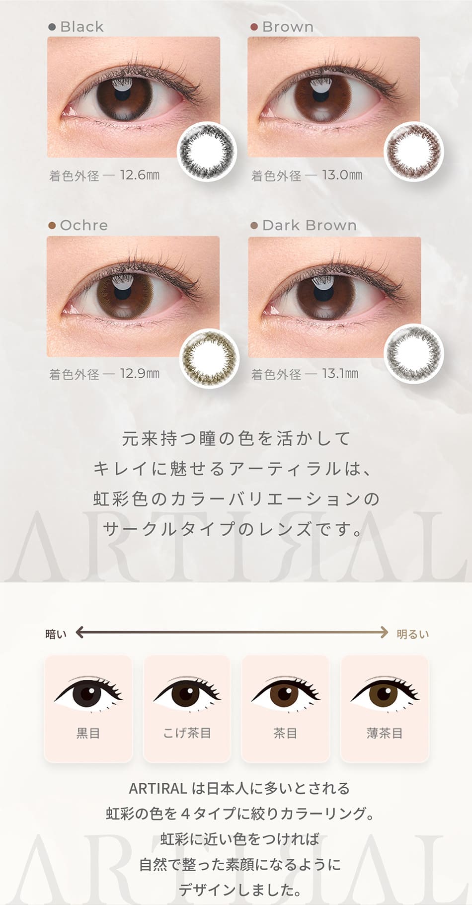 アーティラル ワンデー UV＆Moist（58%）【30枚入】装着画像