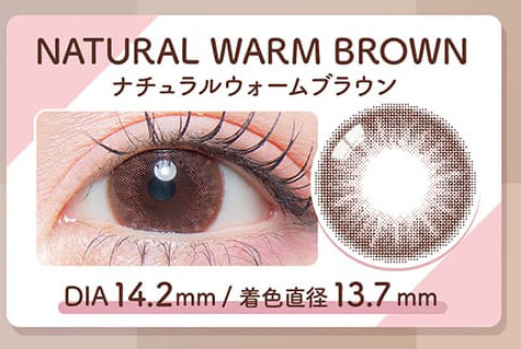 カラーズ ワンデー ナチュラルウォームブラウン装着画像