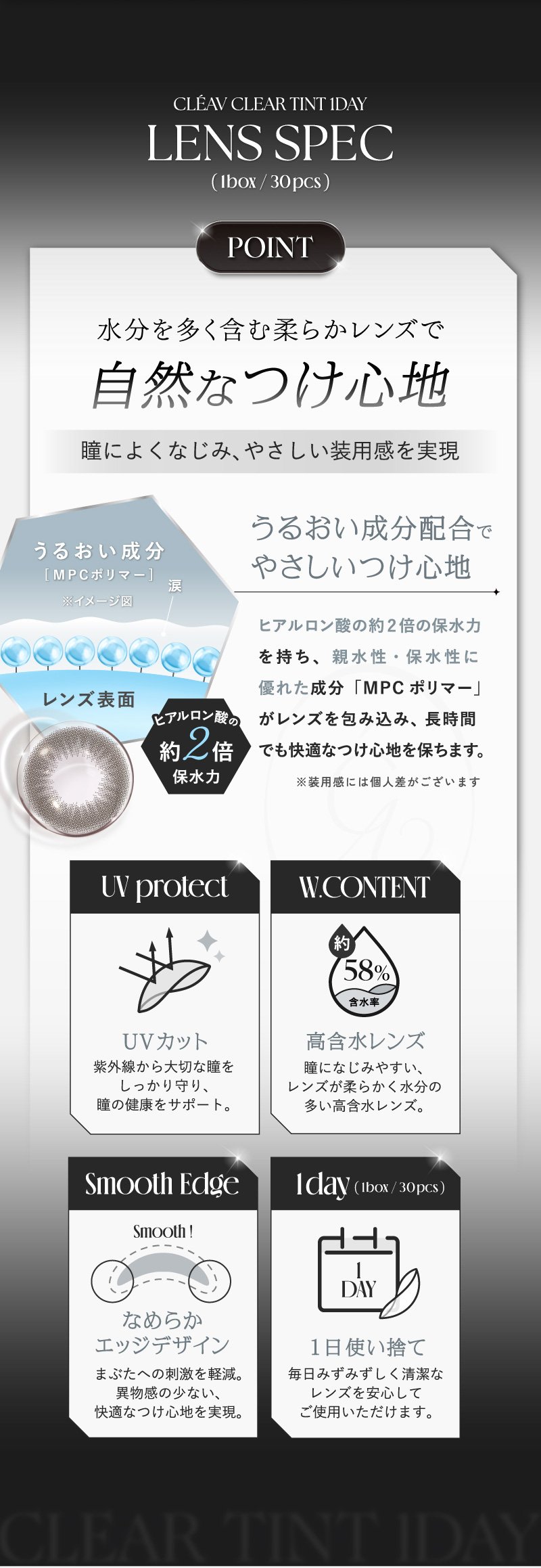 クレーヴ クリアティントワンデー レンズスペック