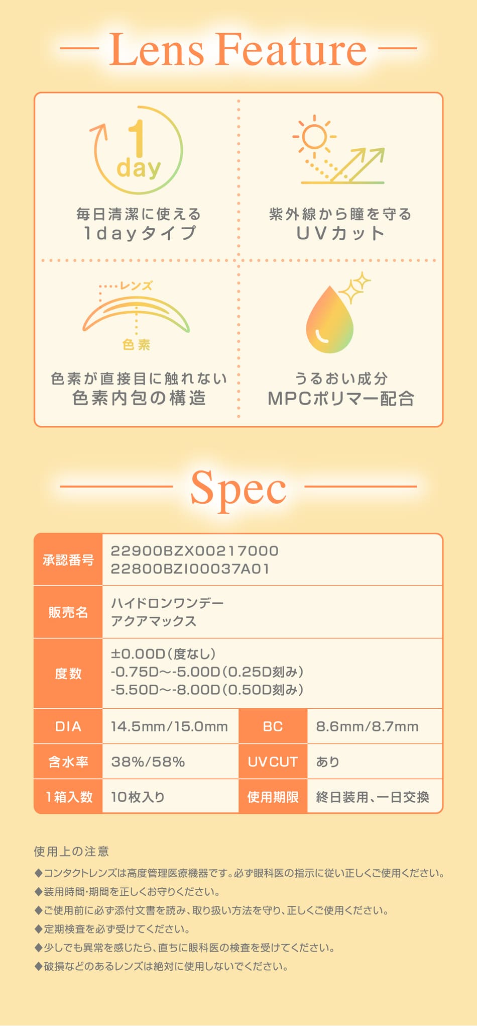 シャプン（Chapun）レンズスペック