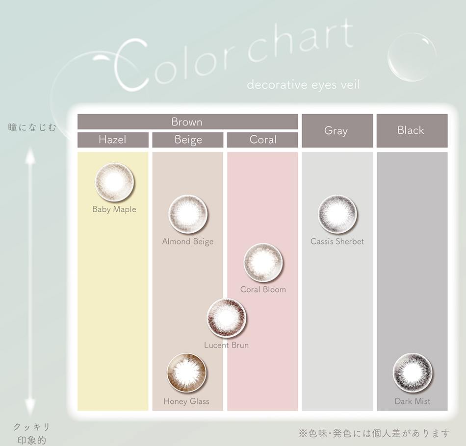 デコラティブアイズヴェール カラーチャート