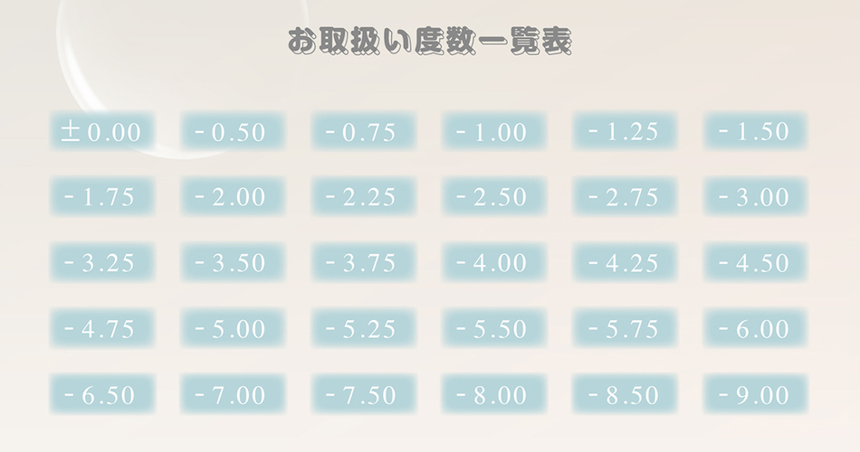 デコラティブアイズヴェール 度数一覧表