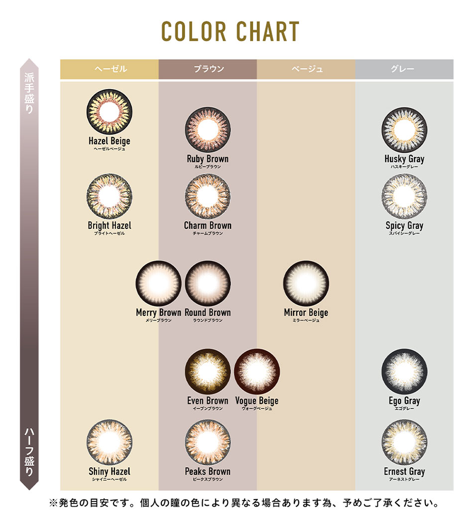 ドープウィンクマンスリーDopeWink カラーチャート詳細