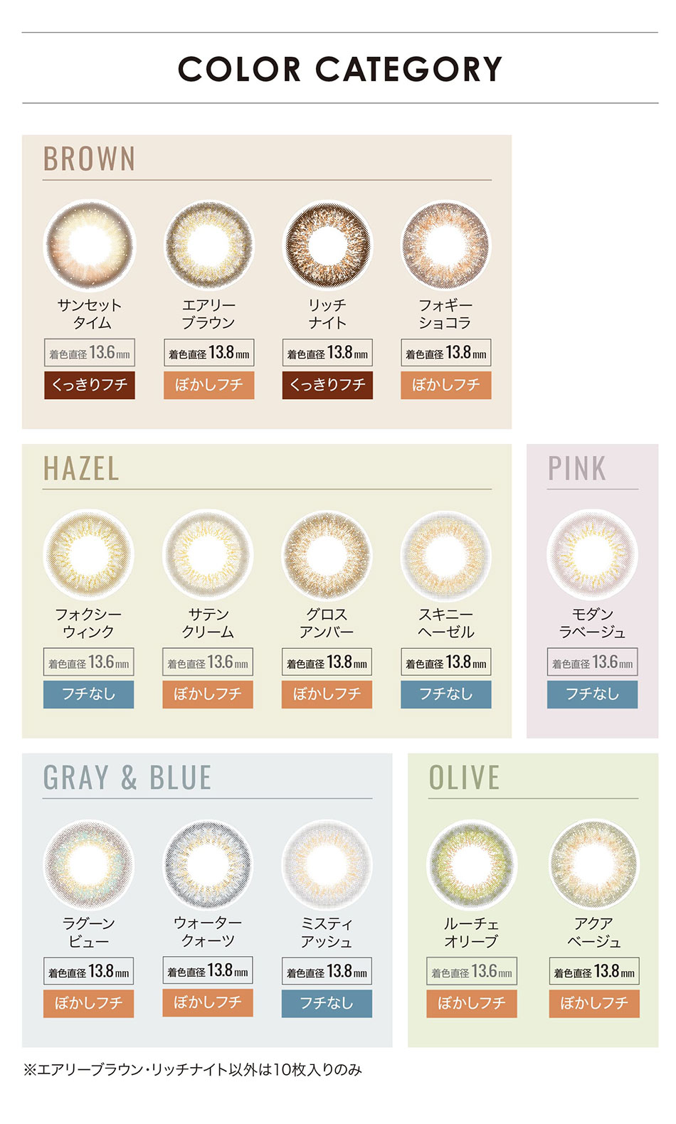 エバーカラーワンデールクアージュ【30枚入】 カラーカテゴリー