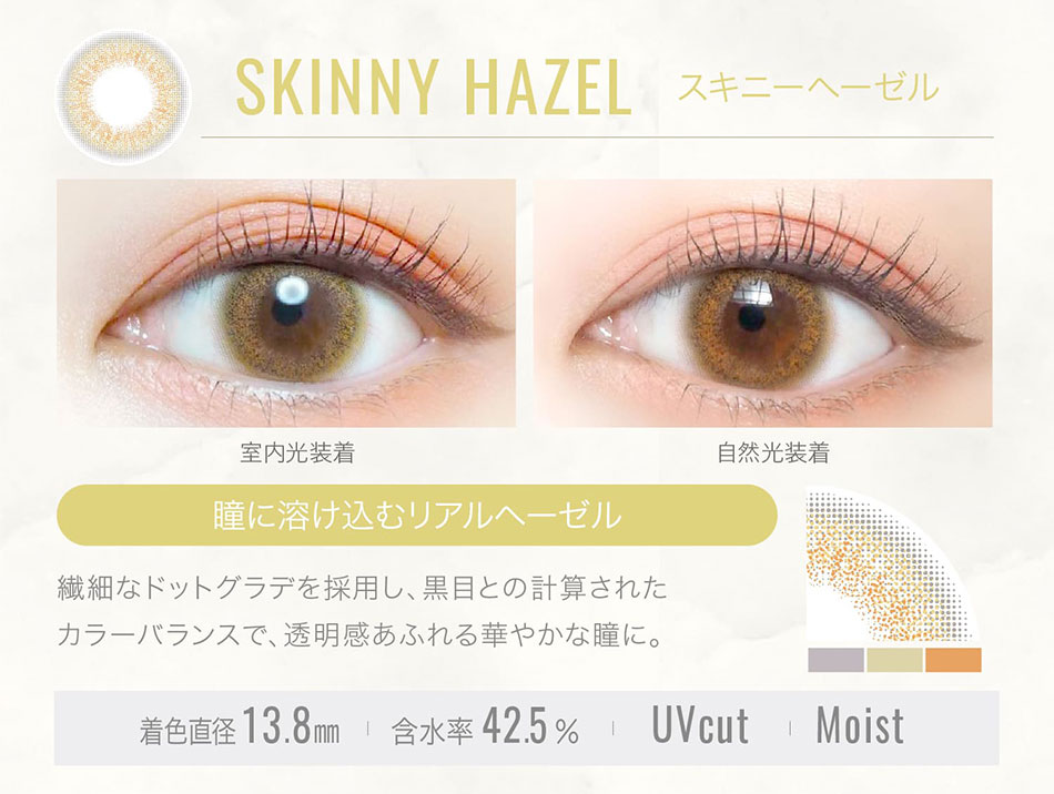 エバーカラーワンデールクアージュ　スキニーヘーゼルレンズ詳細