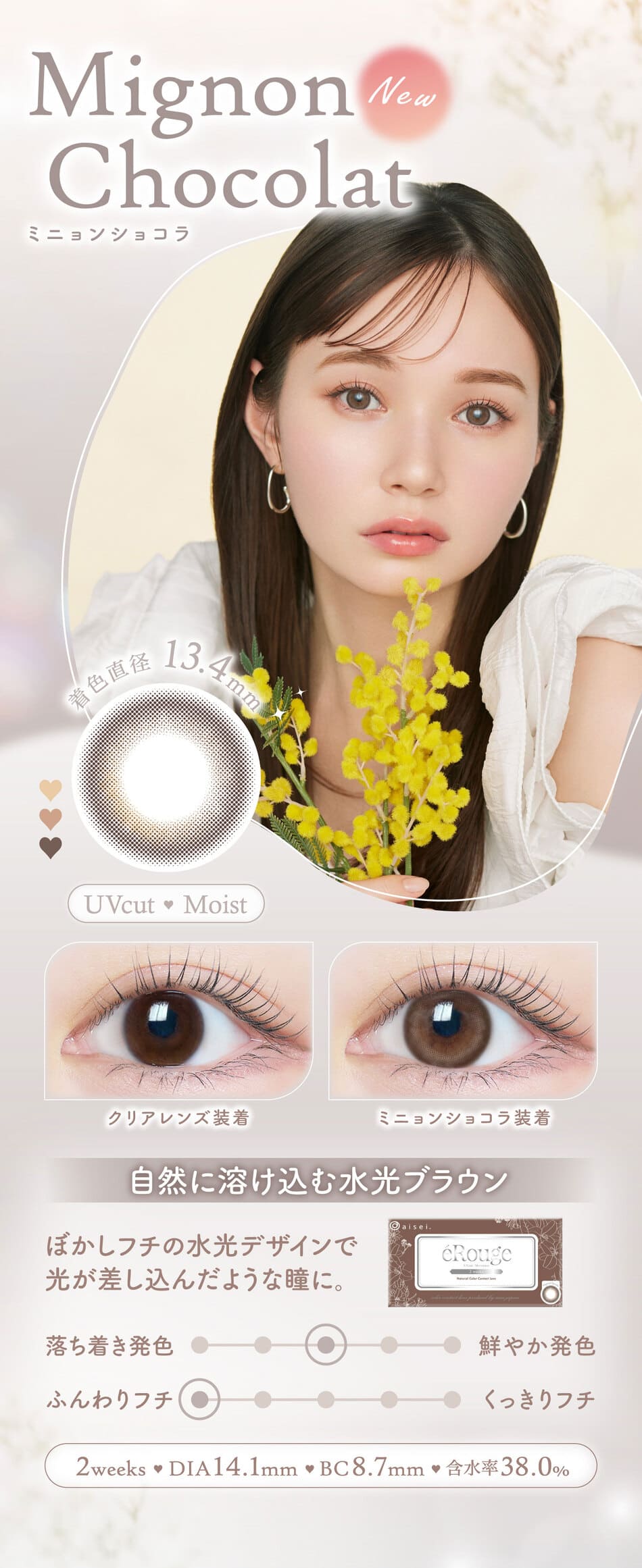 エルージュ ミニョンショコラレンズ詳細