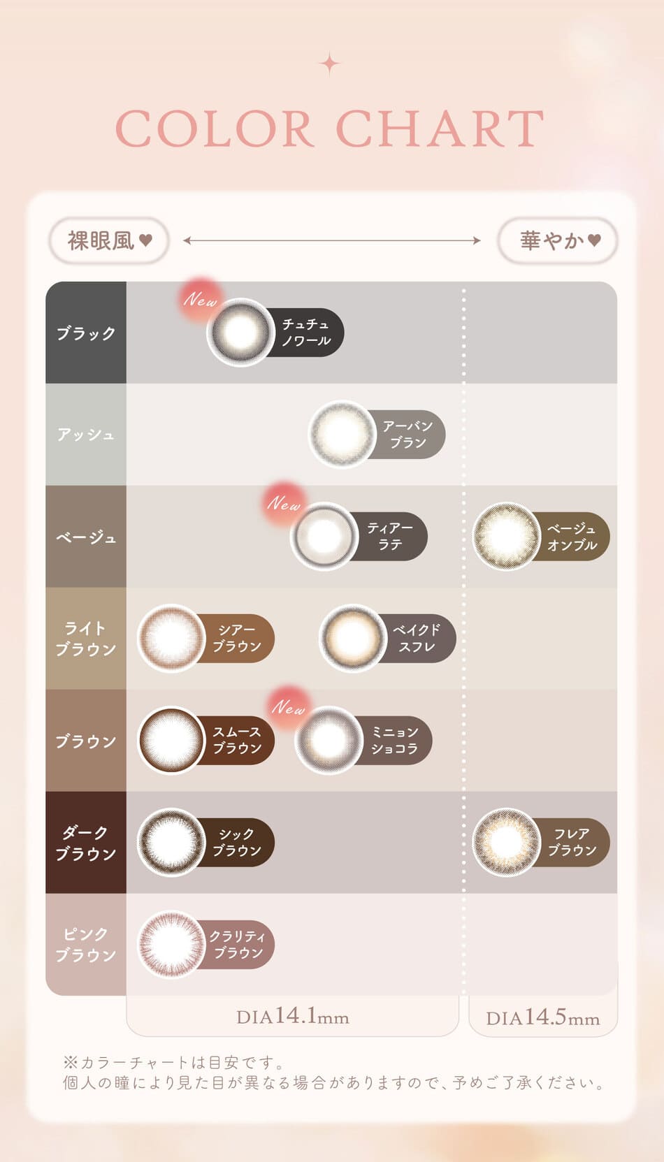 エルージュ カラーチャート