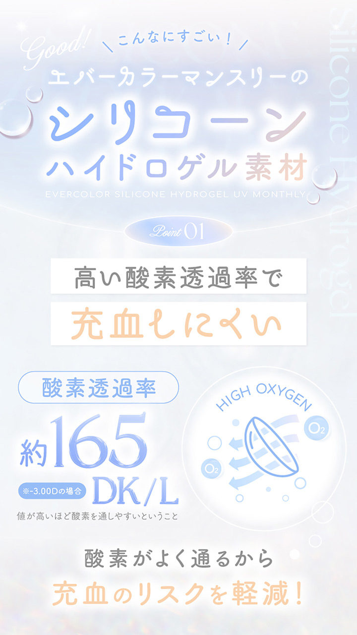 エバーカラーマンスリー シリコーンハイドロゲル素材について