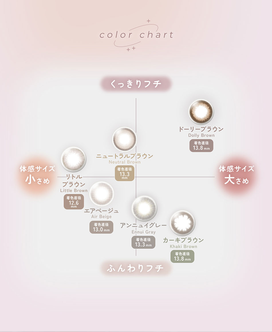 フェアリーワンデー ニュートラルシリーズ カラーチャート