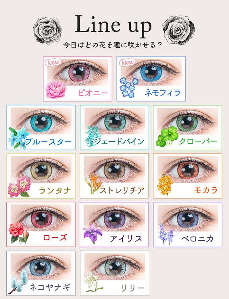 コスプレ向き高発色ワンデーパーフェクトシリーズワンデー　フルブルームカラーバリエーション一覧|コスプレカラコン通販アイトルテ