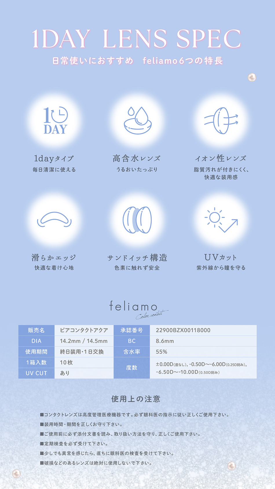 フェリアモ ワンデー（Feliamo 1day）レンズスペック