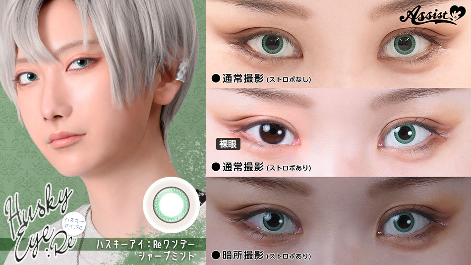 アシストシュシュ ハスキーアイ：Reワンデー 三白眼風カラコンシャープミントレンズ詳細