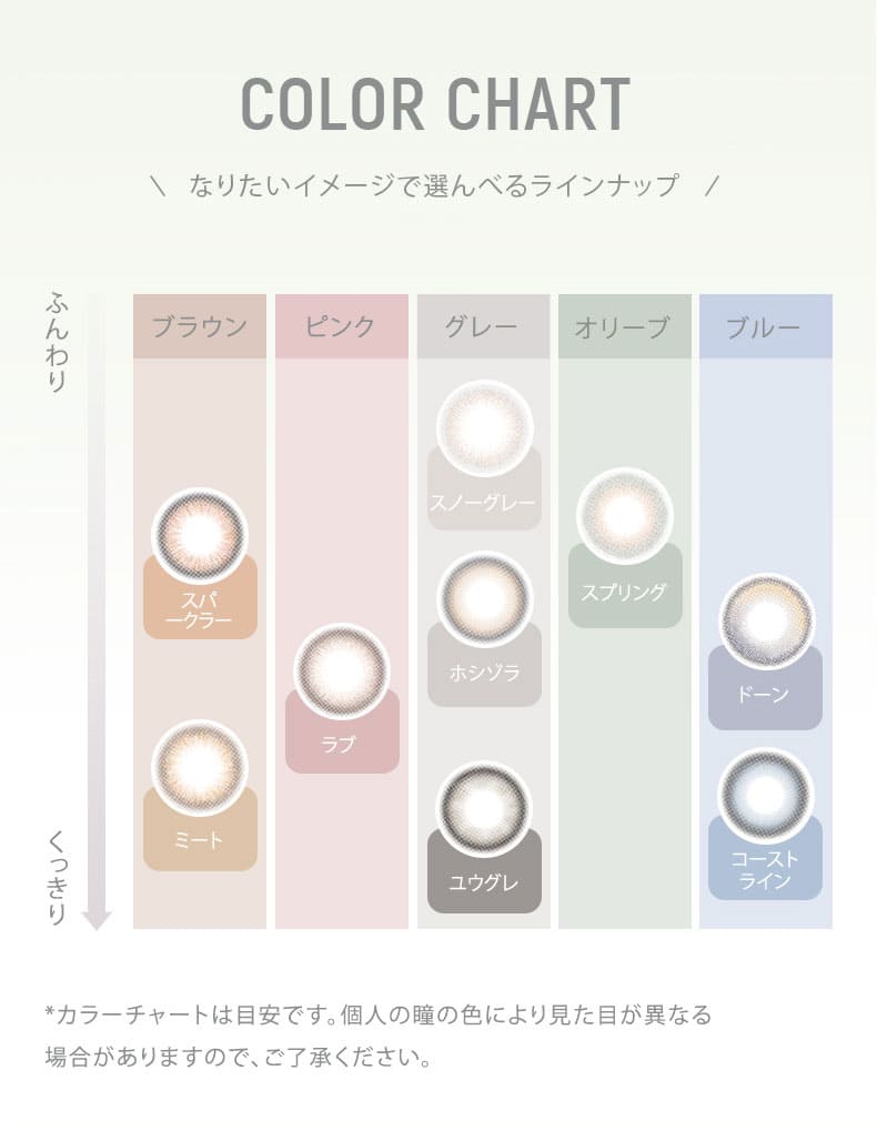 ジョイトゥジョイJOY TO JOY ワンデー カラーチャートマップ画像