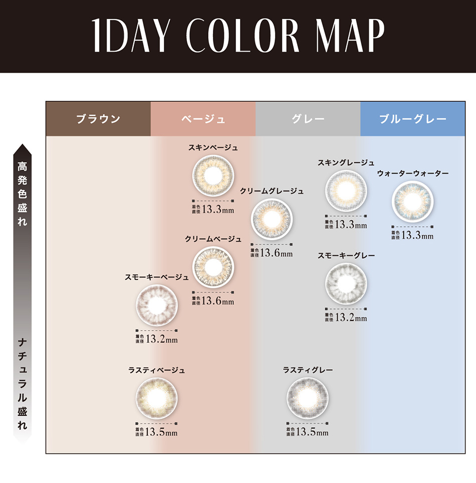 リルムーンワンデーLILMOON カラーチャートマップ画像