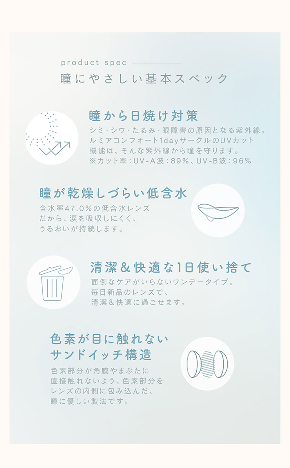 ルミアLuMia コンフォートワンデーサークル レンズスペック詳細