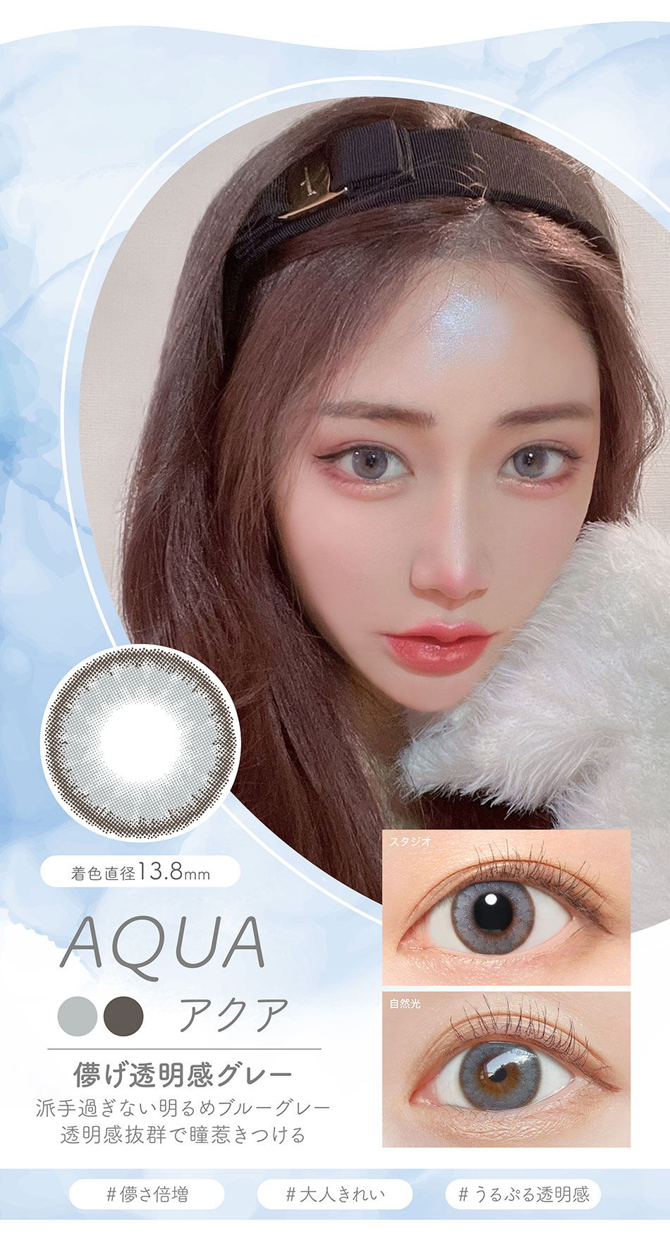 ルナLUNAナチュラルワンデー ブルーライトカット アクアレンズ詳細