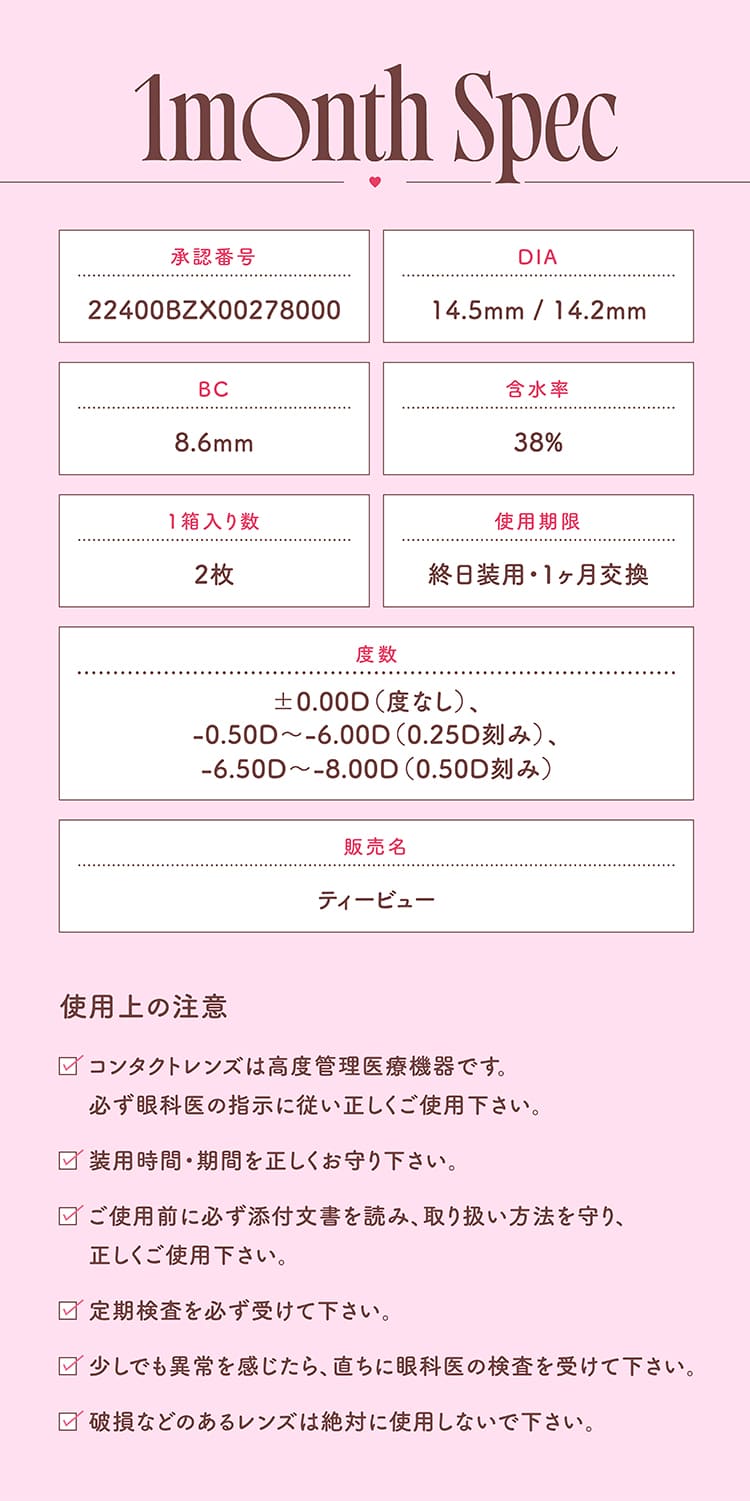 モラクマンスリー レンズスペック画像