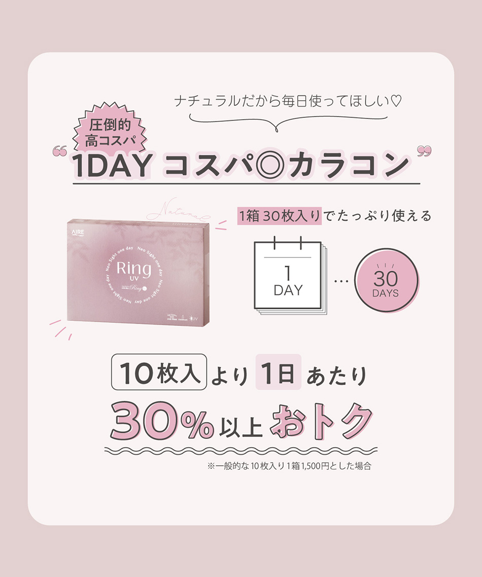 ネオサイトワンデー リングUV【30枚入】高コスパカラコン