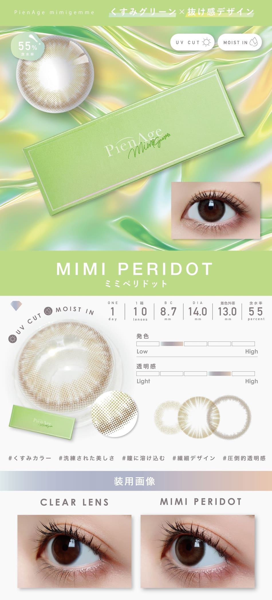 ピエナージュ ミミジェム ワンデー  ミミペリドット画像