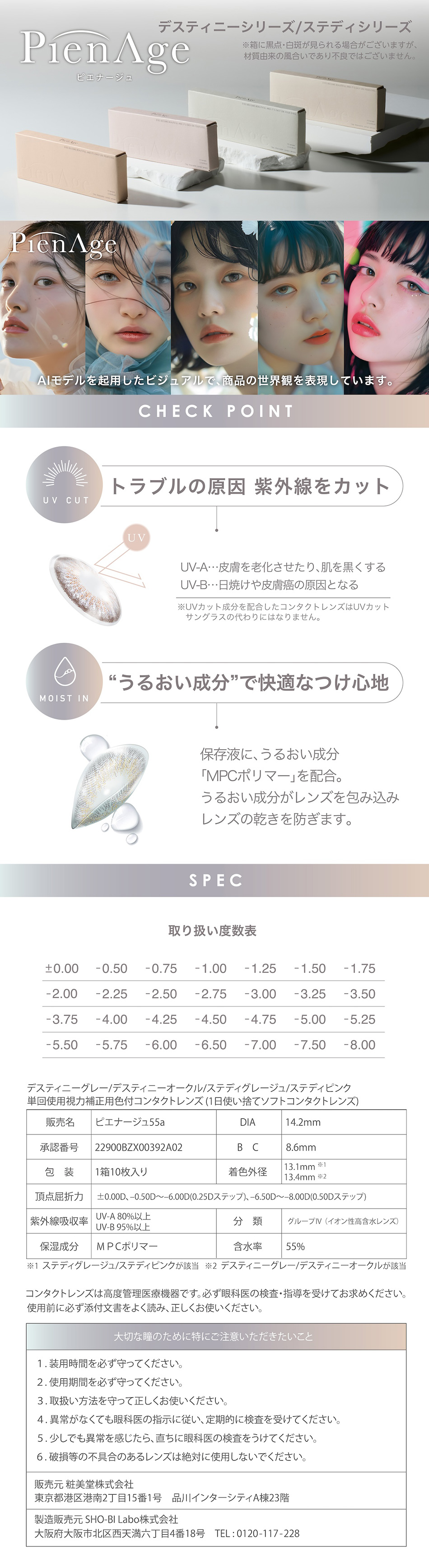ピエナージュ ワンデー（PienAge 1day）レンズスペック