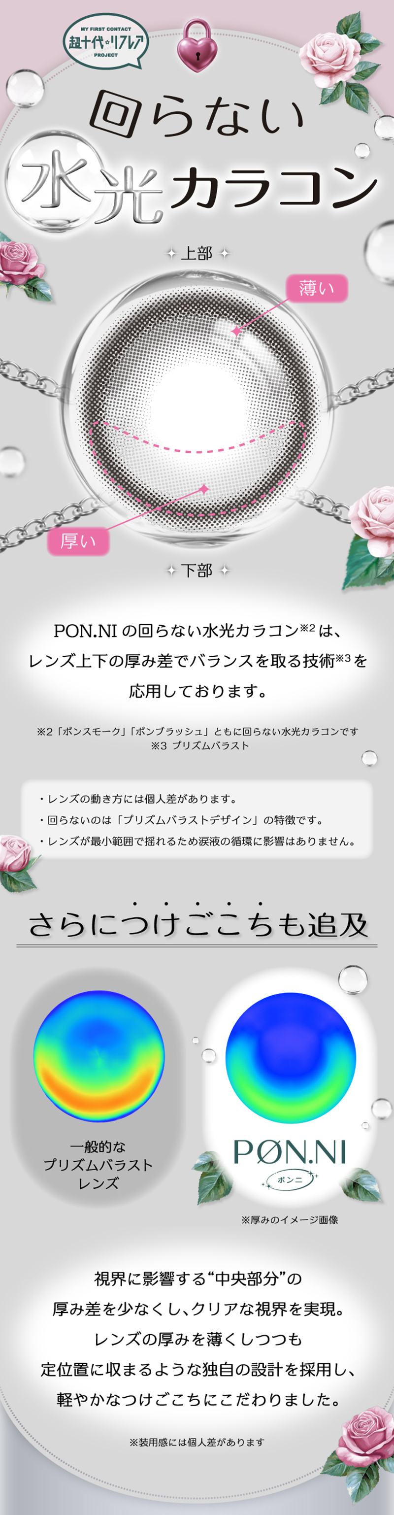 ワンデーリフレア　ポンニ（1-DAY refrear PON.NI）回らない水水光カラコン