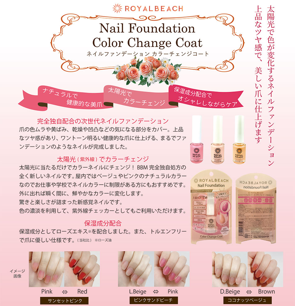 ロイヤルビーチ ネイルファンデーション カラーチェンジコート(紫外線で色が変わるマニキュア)LP画像1