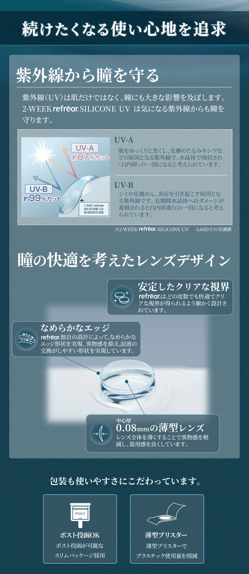 ツーウィーク リフレア シリコーンUV レンズ詳細
