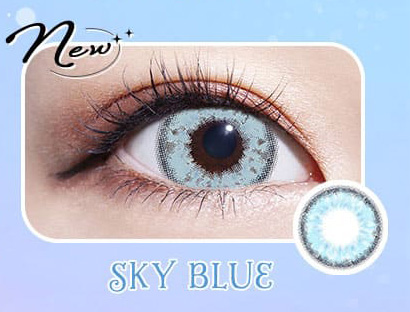 トロンプルイユワンデー スカイブルー装着画像