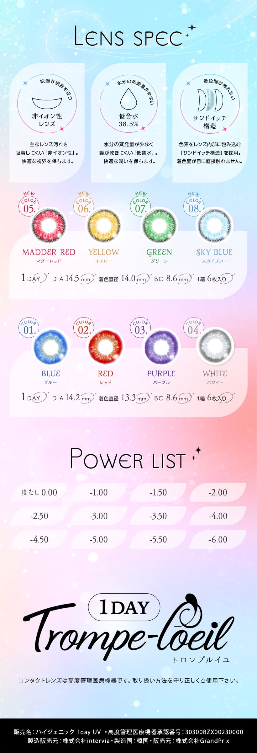 トロンプルイユワンデー レンズスペック