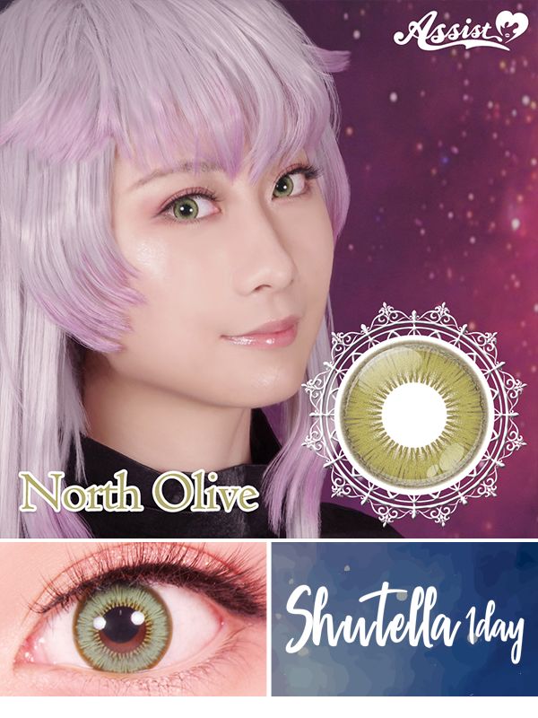 アシストシュシュシュテラワンデーノースオリーブ|コスプレカラコン通販アイトルテ
