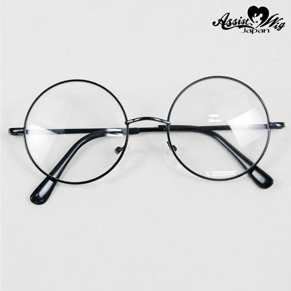 フレームあり丸メガネ（めがね/眼鏡） ブラック商品写真2|コスプレカラコン通販アイトルテ