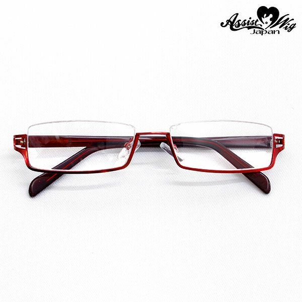 ハーフフレームメガネ（めがね/眼鏡） レッド|コスプレカラコン通販