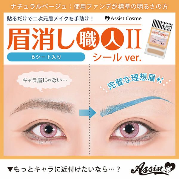 アシストAssist 眉消し職人Ⅱ シールVer. 3シート(12枚)入り【即納