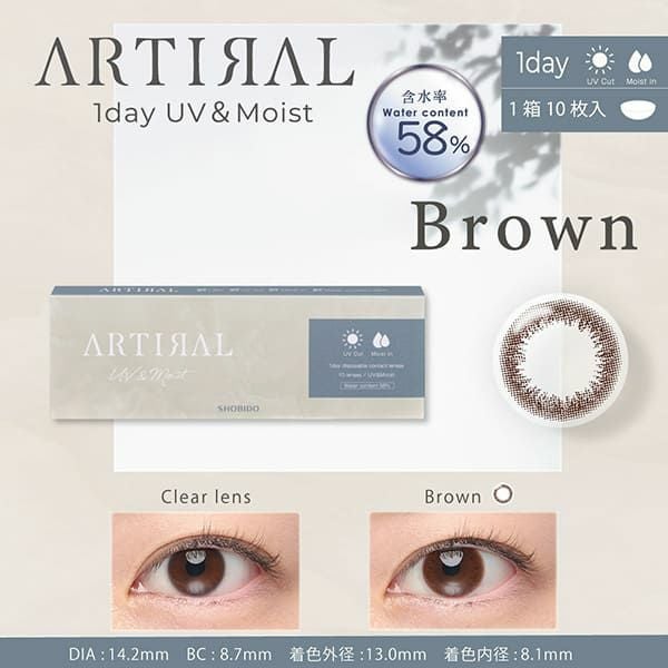 【10枚入】アーティラル ワンデー UV＆Moist（58%） ブラウンメイン画像|コスプレカラコン通販アイトルテ