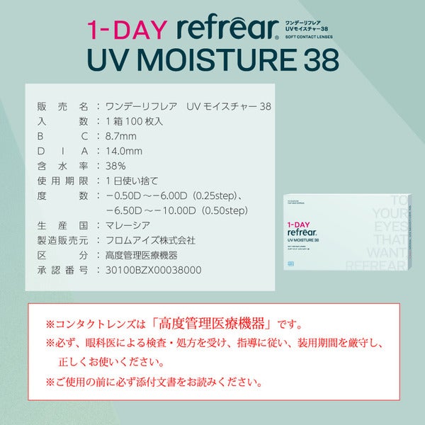 ワンデーリフレアUVモイスチャー38（1DAY Refrear UV Moisture 38） 商品画像3